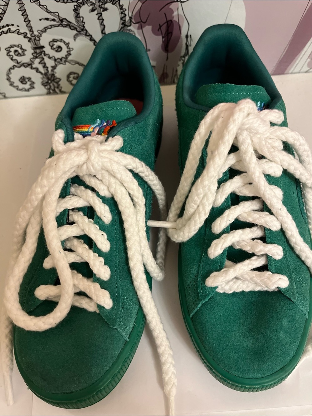 Puma Suede "Love Marathon" Sneakers — Meadow Green — Size US 6.5